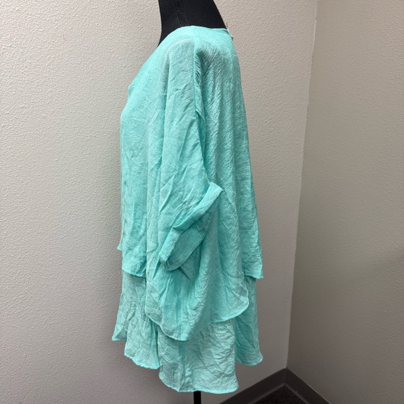 Umgee XL Mint Green Layered Tunic Boho Flowy Oversized Top - Picture 3 of 8